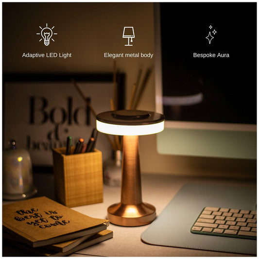USB Rechargeable Portable Touch Control Dimmable 3 Light Color Tunable Table Lamp for Hotel, Cafe