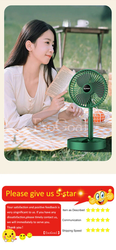 Telescopic Rechargeable Folding Fan